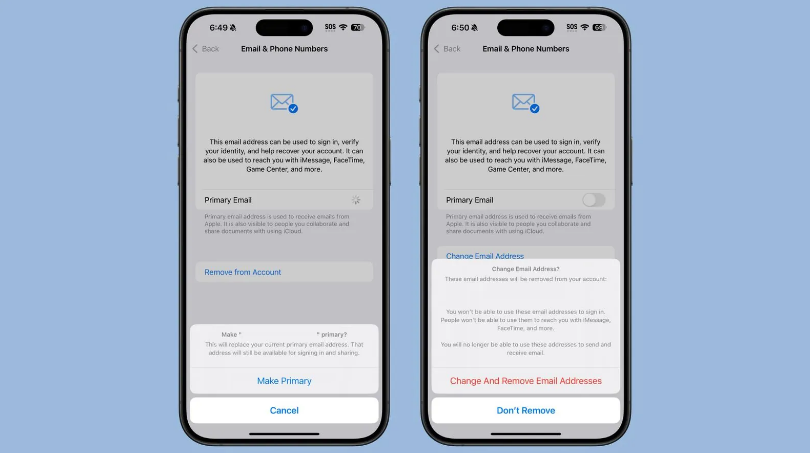 连城苹果手机维修分享苹果 iOS 18.1 支持设置“主要”邮箱地址并更改 iCloud 邮箱 