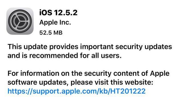 连城苹果手机维修分享iOS12.5.2发布，建议所有老苹果用户安装 